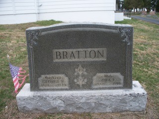 headstone for George Bratton and his second wife, Ora Flaugher.
