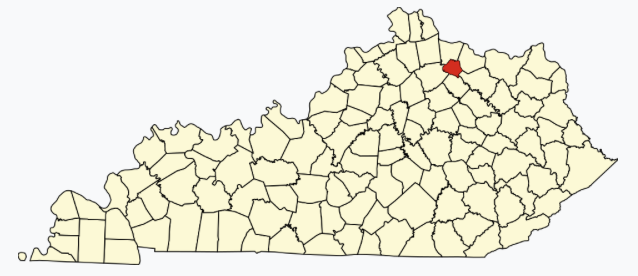 There is a section on this county map of Kentucky that is red...that is Robertson County, where George Riley Bratton was born.  