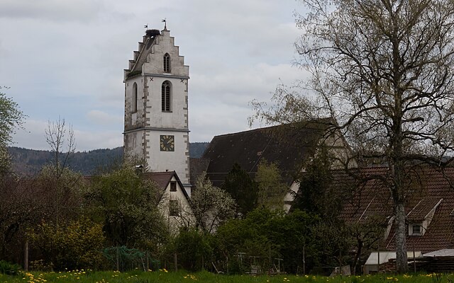 The Mauritiuskirche in Aldingen, Württemberg, the Lutheran church where Maria Gruhler was baptized on October 16, 1814. Photo by Michielverbeek via Wikimedia Commons (CC BY 4.0).