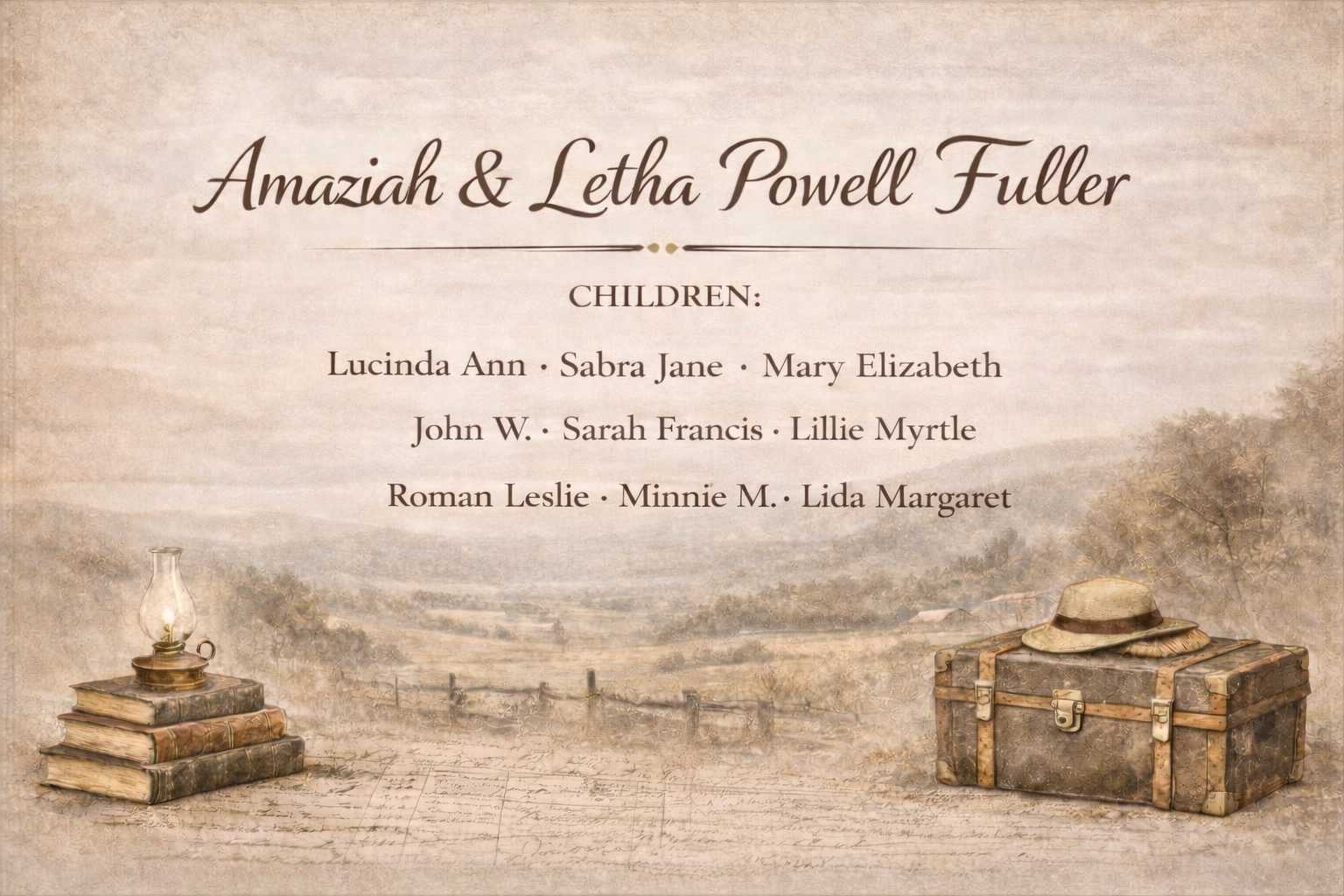 Amaziah and Leatha Fuller and their nine children biographies