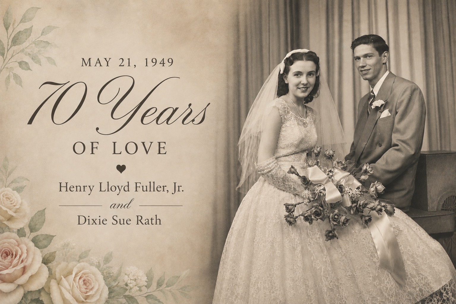 May 21, 1949....the day my Mom and Dad got married. This post is a tribute to them - Henry Lloyd Fuller, Jr., and Dixie Sue Rath.